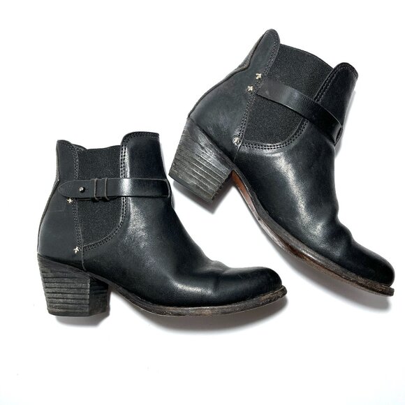 RAG & BONE Durham Black Leather Stretch Chelsea Ankle Booties Boots - Picture 1 of 12